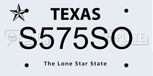 S575SO Texas License Plate