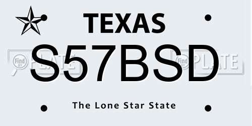 S57BSD Texas License Plate