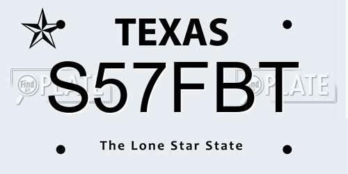S57FBT Texas License Plate