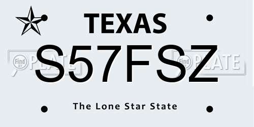 S57FSZ Texas License Plate