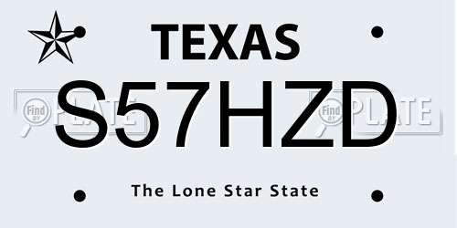 S57HZD Texas License Plate