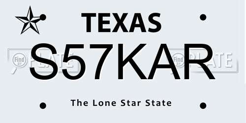 S57KAR Texas License Plate