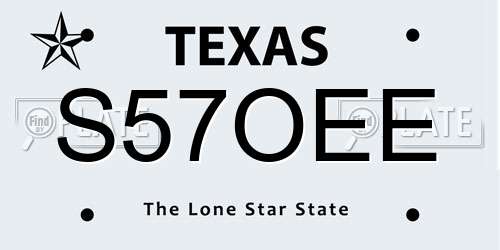S57OEE Texas License Plate