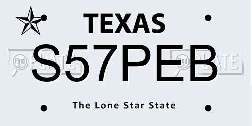 S57PEB Texas License Plate