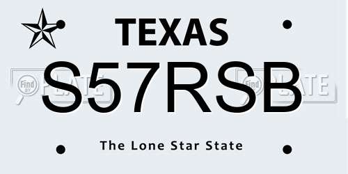 S57RSB Texas License Plate