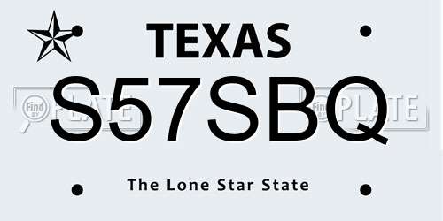 S57SBQ Texas License Plate