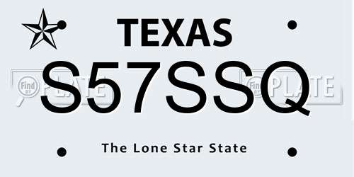 S57SSQ Texas License Plate
