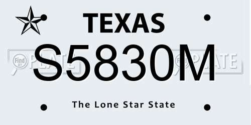 S5830M Texas License Plate