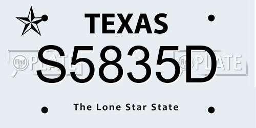 S5835D Texas License Plate