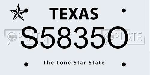 S5835O Texas License Plate