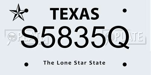 S5835Q Texas License Plate