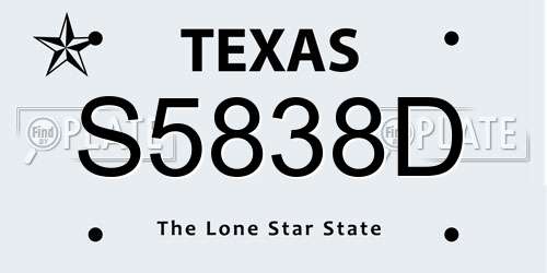 S5838D Texas License Plate
