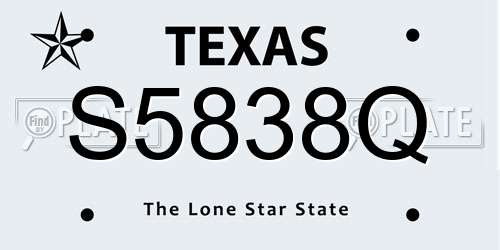 S5838Q Texas License Plate