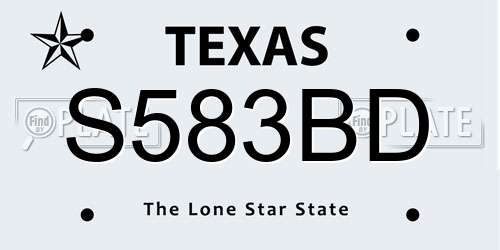 S583BD Texas License Plate