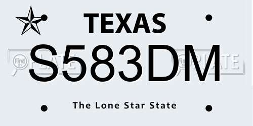 S583DM Texas License Plate