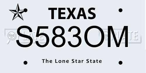 S583OM Texas License Plate