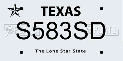 S583SD Texas License Plate