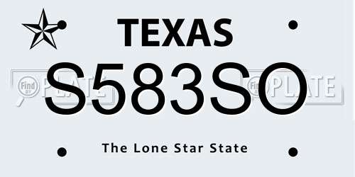 S583SO Texas License Plate