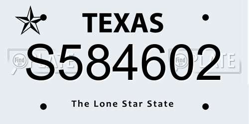 S584602 Texas License Plate