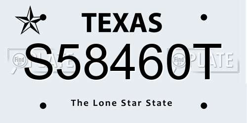 S58460T Texas License Plate