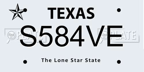 S584VE Texas License Plate