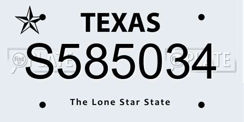 S585034 Texas License Plate