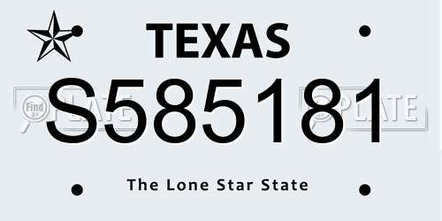 S585181 Texas License Plate