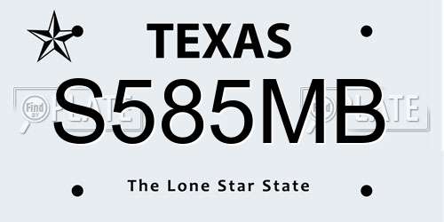 S585MB Texas License Plate
