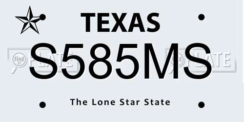 S585MS Texas License Plate