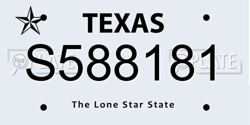 S588181 Texas License Plate