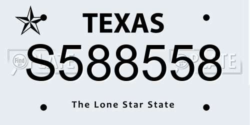 S588558 Texas License Plate