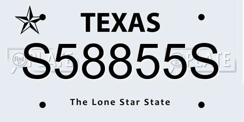 S58855S Texas License Plate