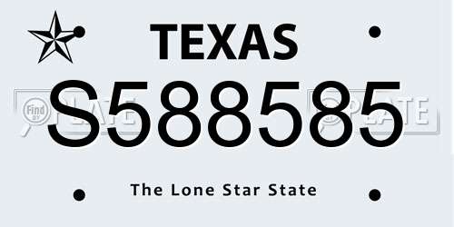 S588585 Texas License Plate