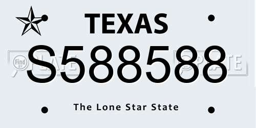 S588588 Texas License Plate
