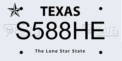 S588HE Texas License Plate