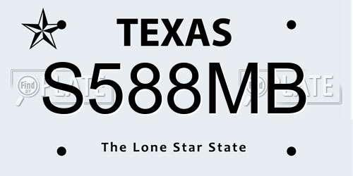 S588MB Texas License Plate