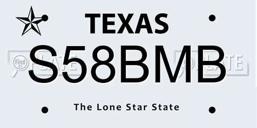 S58BMB Texas License Plate