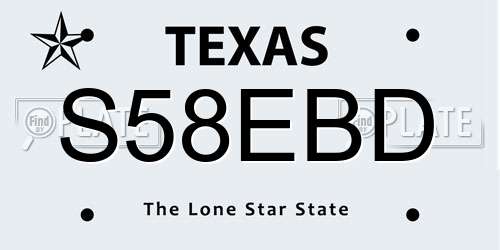 S58EBD Texas License Plate