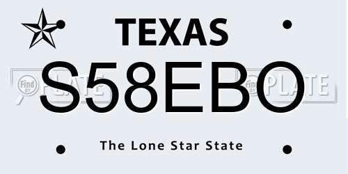 S58EBO Texas License Plate