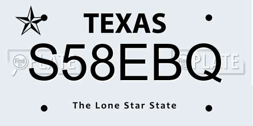 S58EBQ Texas License Plate