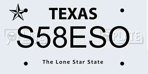 S58ESO Texas License Plate
