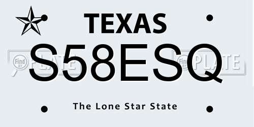 S58ESQ Texas License Plate