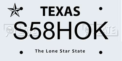 S58HOK Texas License Plate