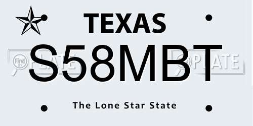 S58MBT Texas License Plate