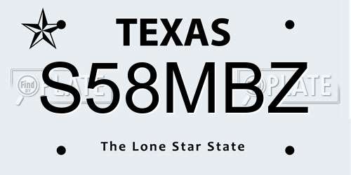 S58MBZ Texas License Plate