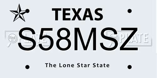 S58MSZ Texas License Plate