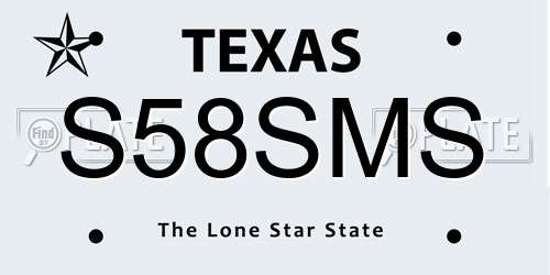 S58SMS Texas License Plate