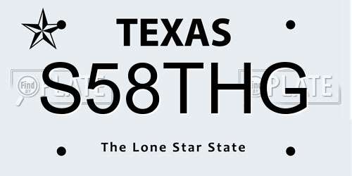 S58THG Texas License Plate
