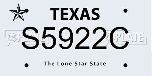 S5922C Texas License Plate