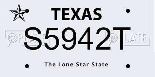 S5942T Texas License Plate